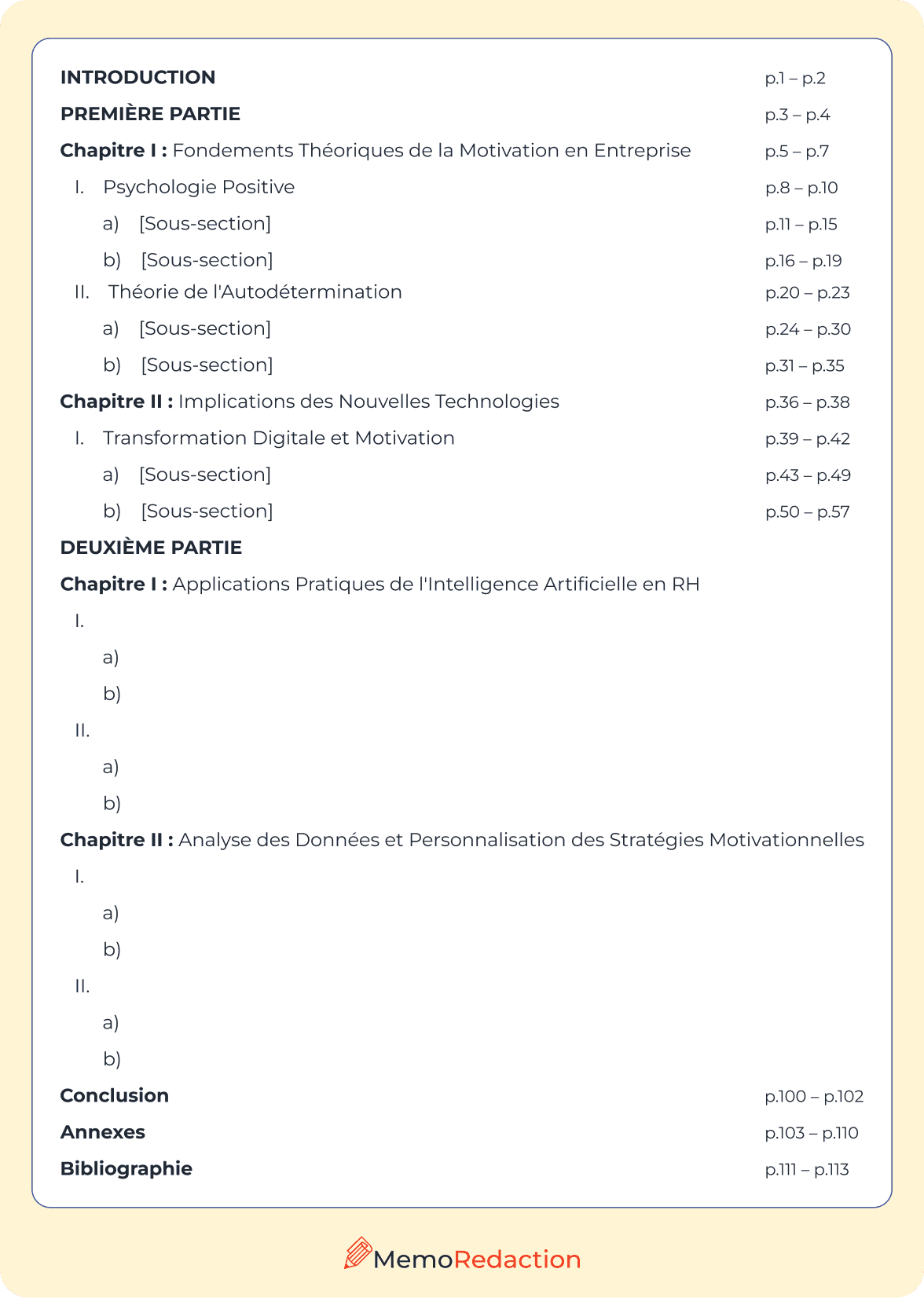 Sommaire de memoire exemple