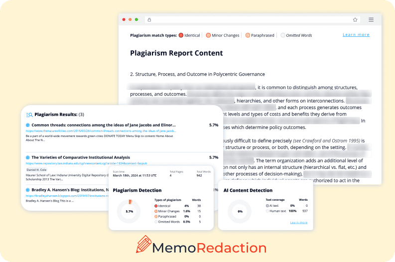 Exemple de résultats du plagiat